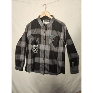 Dixxon Womens The‎ 9mil Button Up Medium Weight Flannel Black And Grey K1002